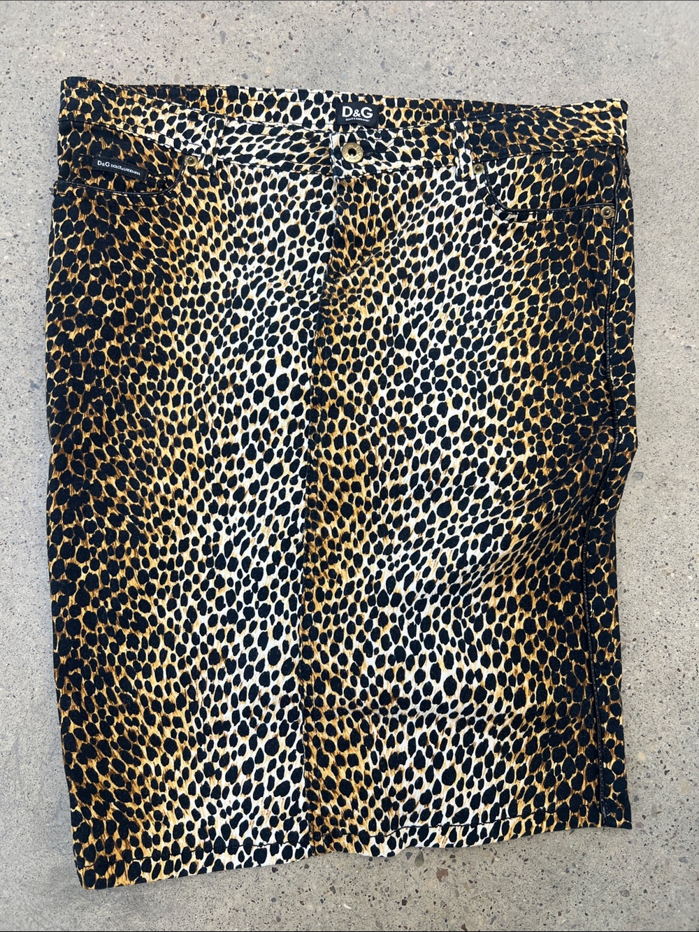 D&G Leopard-Print Skirt in Black, Tan and Cream